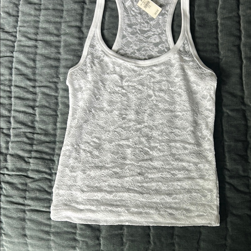 Aerie White Lace Tank Top